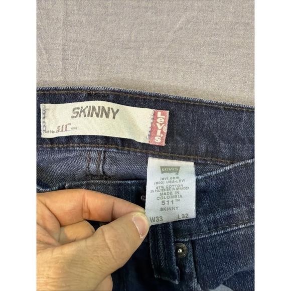 Levis Jeans Mens Size 32 x 34 Blue Denim 511 Skinny Fit Straight Leg Stretch - Picture 8 of 10